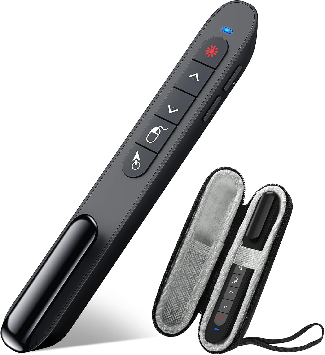 DINOSTRIKE Pointer Clicker for Presentation with Case, Air Mouse Wireless Presenter Remote Control Powerpoint Clicker Storage Organizer Proective Bag