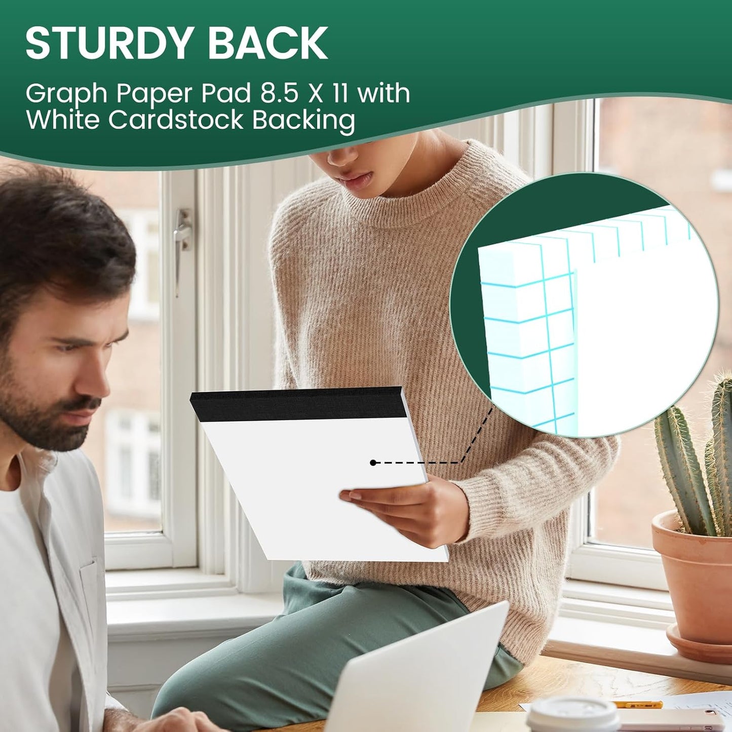 Graph Paper 8.5 X 11, 3 Pack, 4x4 Quad Ruled, Grid Paper Pad 8-1/2" X 11.75", Grid Pad 8.5 X 11.75, Engineering Notebook, Easy Tears Off, White 70 Gsm Graft Paper