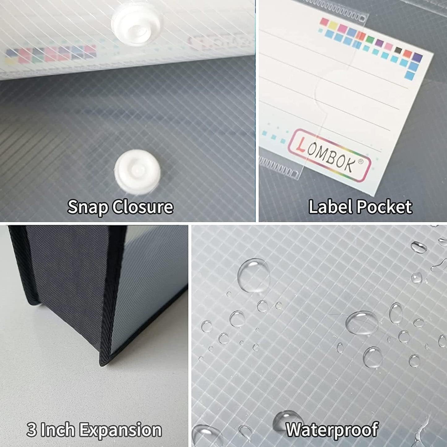 YoeeJob Plastic File Folders Legal Size Expandable Document Folder with Snap Button Closure, A4 Expanding File Wallet Envelopes Pouch with Label Pocket, 10 Packs