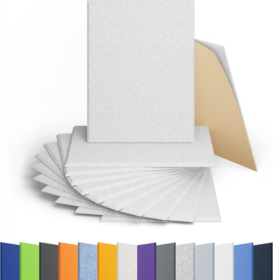 12 Pack Acoustic Panels Self Adhesive Sound Proof Foam, High Density Sound Acoustic Panel, 16X12X0.4 Inch 4:3 Rectangle Panels in Home, Office, Reccording Room, Studio, more(Snow White)