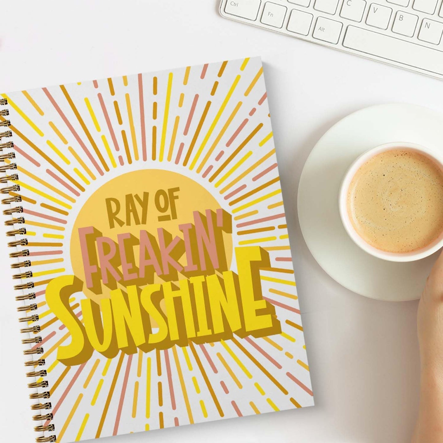 Ray Of Freakin Sunshine Spiral Notebook / 8.5" x 11" Journal / 120 College Ruled Pages/Durable Gloss Laminated Softcover/Gold Wire-o Spiral Binding/Made in the USA