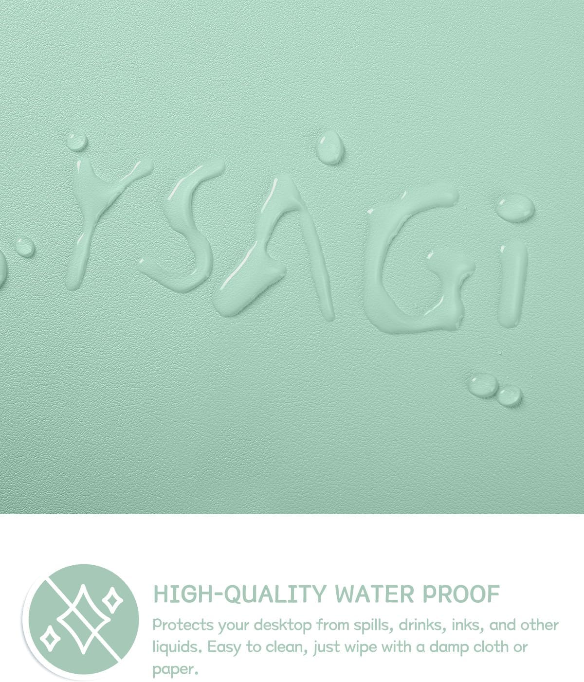 YSAGi Non-Slip Leather Desk Pad L Size, Waterproof Laptop Computer Desk Keyboard Mat, Table Protector Blotter Mat, Large Mouse Pad for Office/Work/Home/Decor(Pale Green, 35.4" x 17")