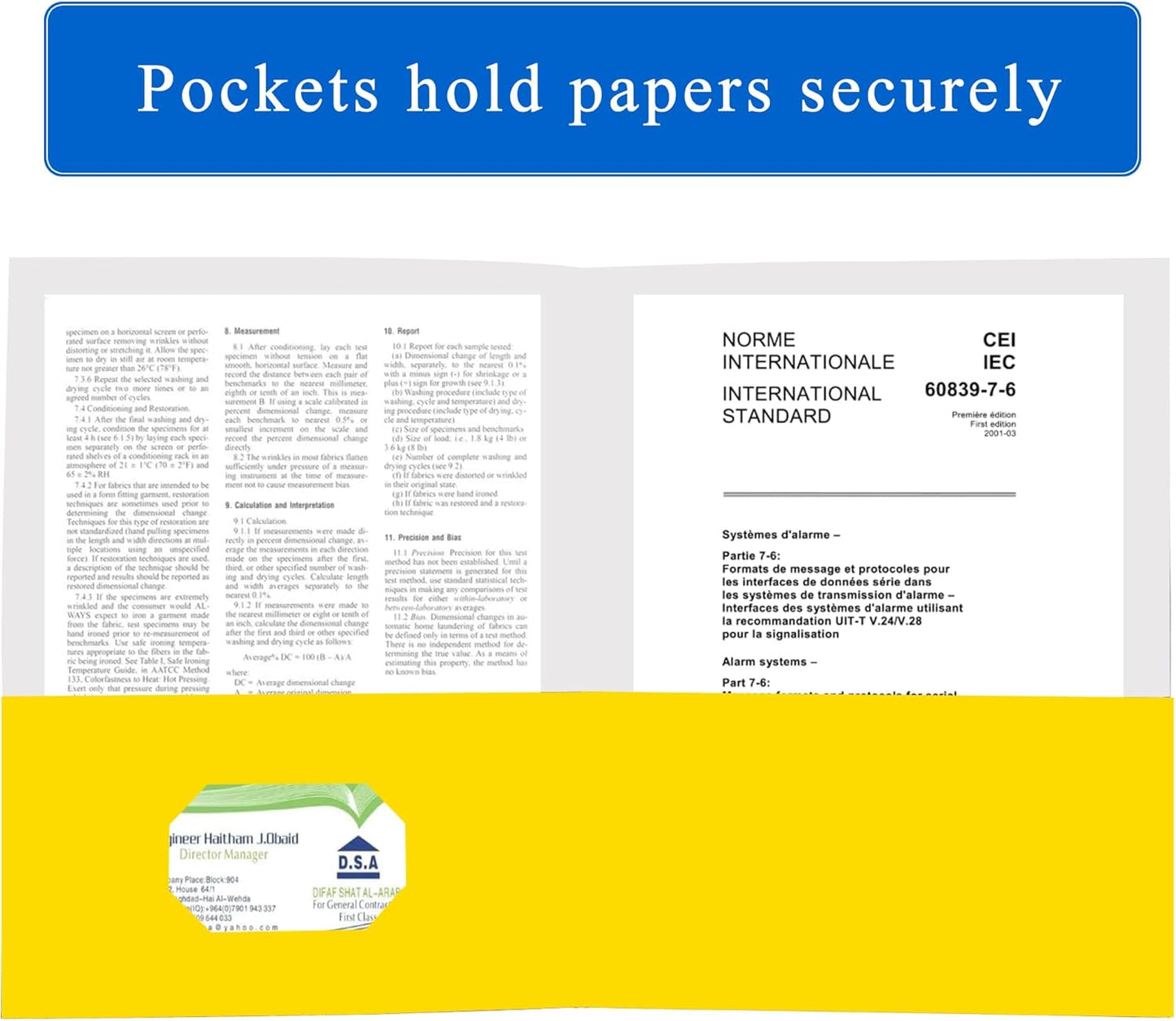 Zzrywuty 100 Packs Two Pocket File Folders with Business Card Slot,Textured Paper,Letter Size,Holds 100 Plus Sheets for School,Office,Business,Yellow