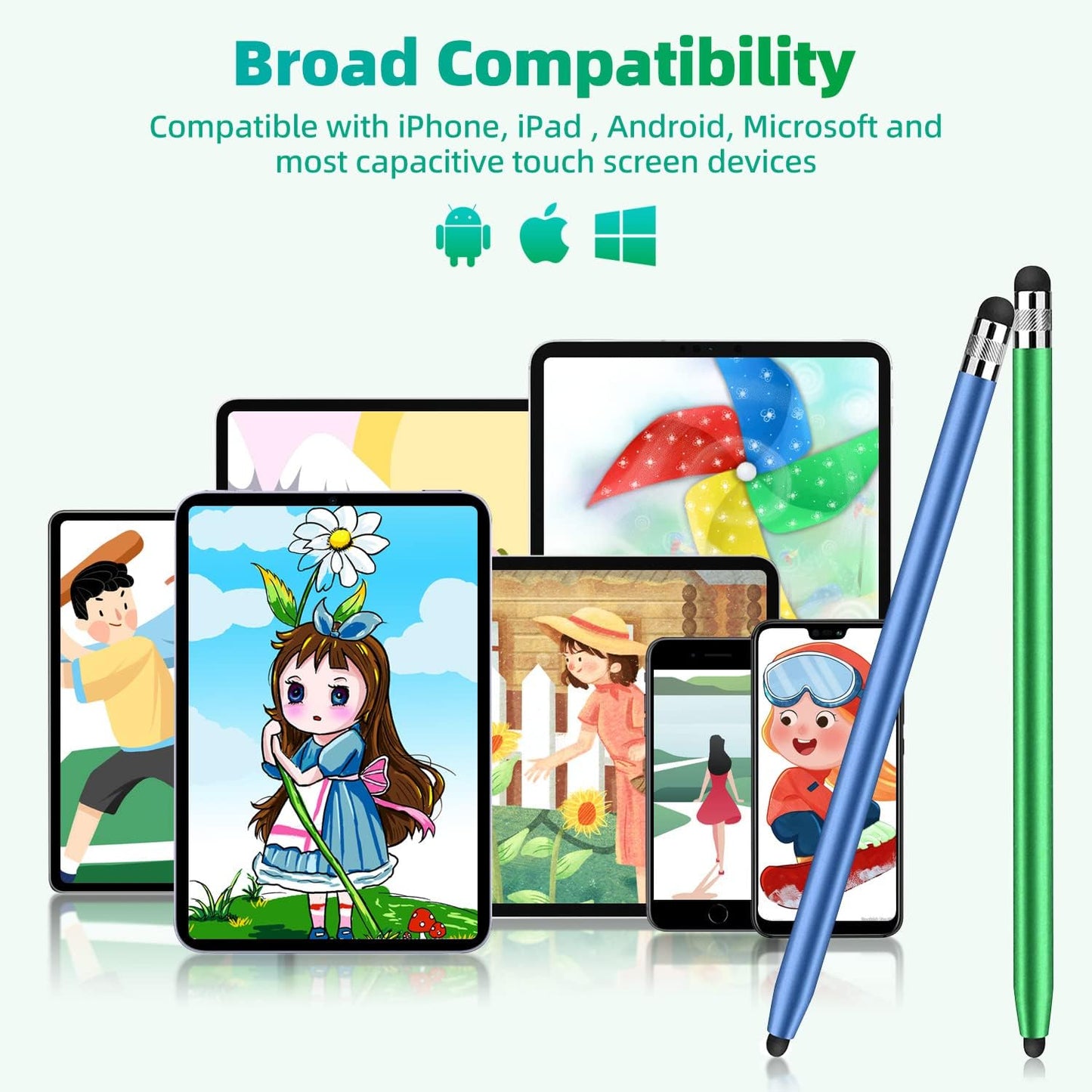 Stylus Pens for Touch Screens, 5 Pack Stylus Pen for iPad iPhone Android Chromebook Tablets and More Capacitive Touchscreen Devices High Sensitivity & Precision No Scratches Rubber Tips Stylist