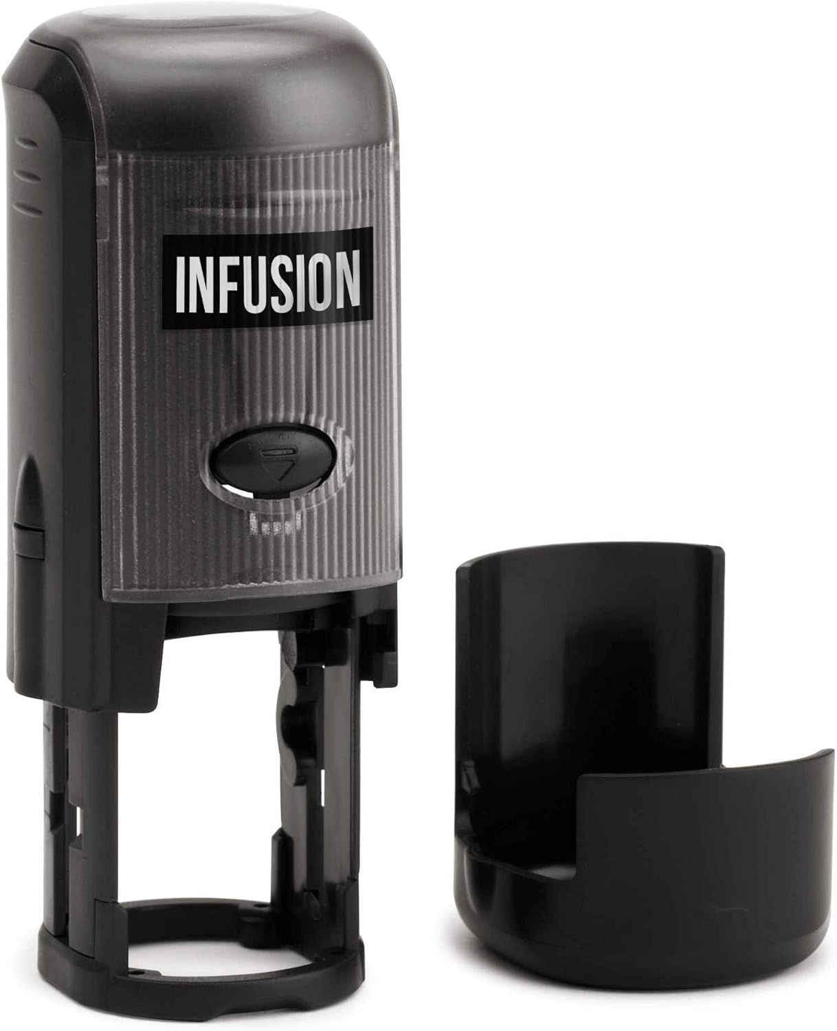Infusion Custom Text Round Self-Inking Rubber Stamp (1" Diameter) - Up to 3 Lines of Text and Border