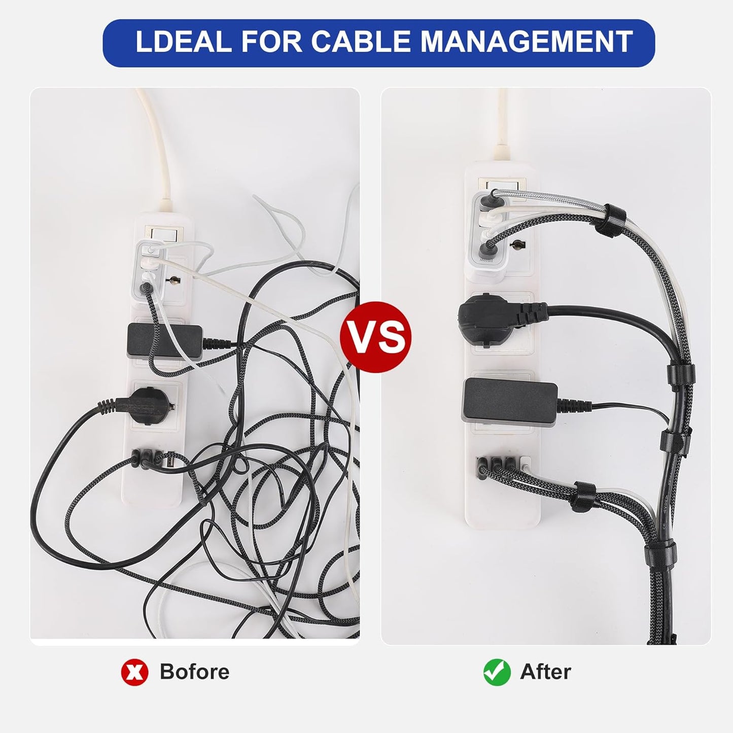 Reusable Cable Ties, 210 PCS 6 Inches Adjustable Cord Straps Wire Organizer Cord Wrap and Hook Loop Cable Management