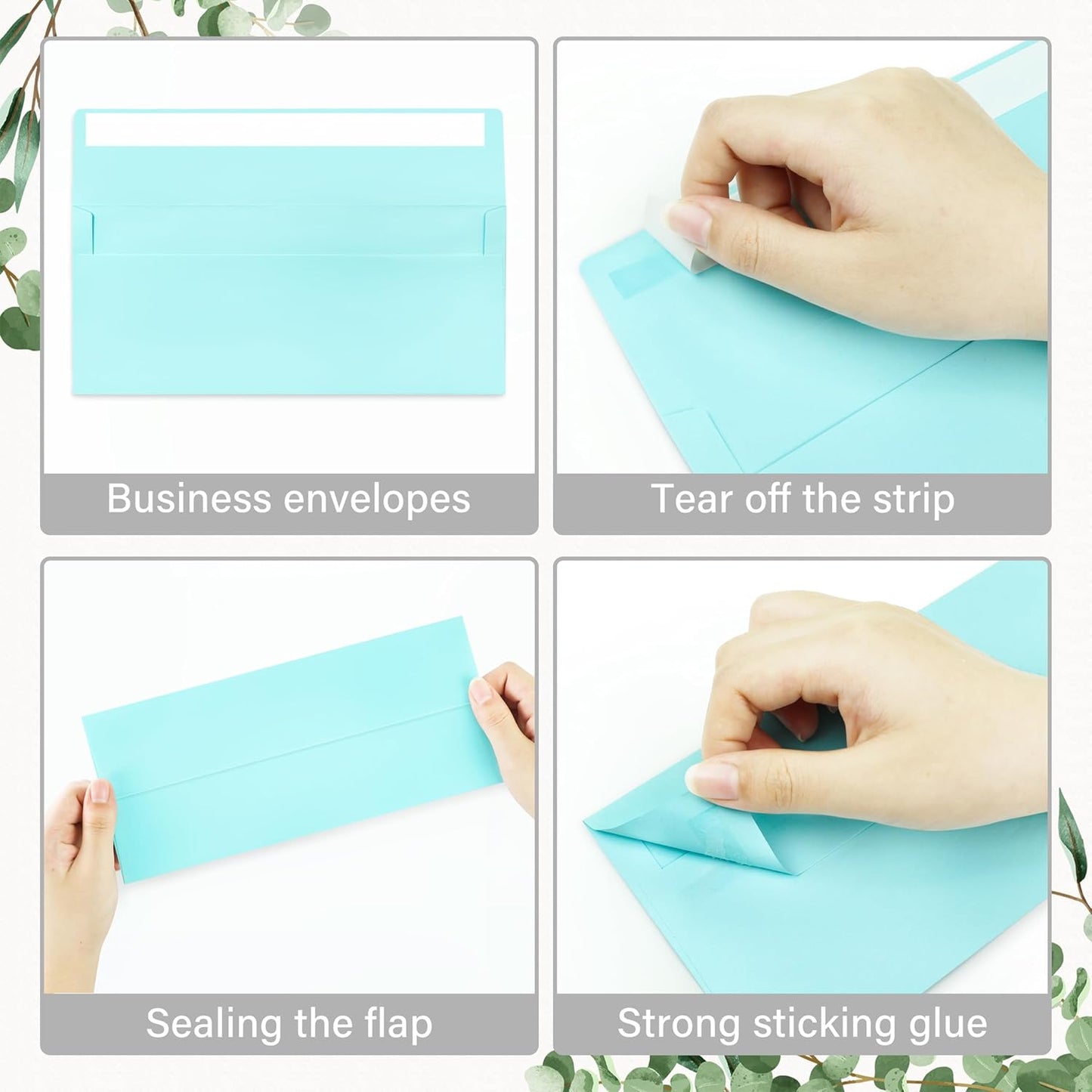 200 Pack #10 Business Envelopes, Self Seal Standard Light Blue Envelopes for Secure Business & Legal Mailing, Office, Checks, Letter, Invoices, 4 1/8 x 9 1/2 Inches
