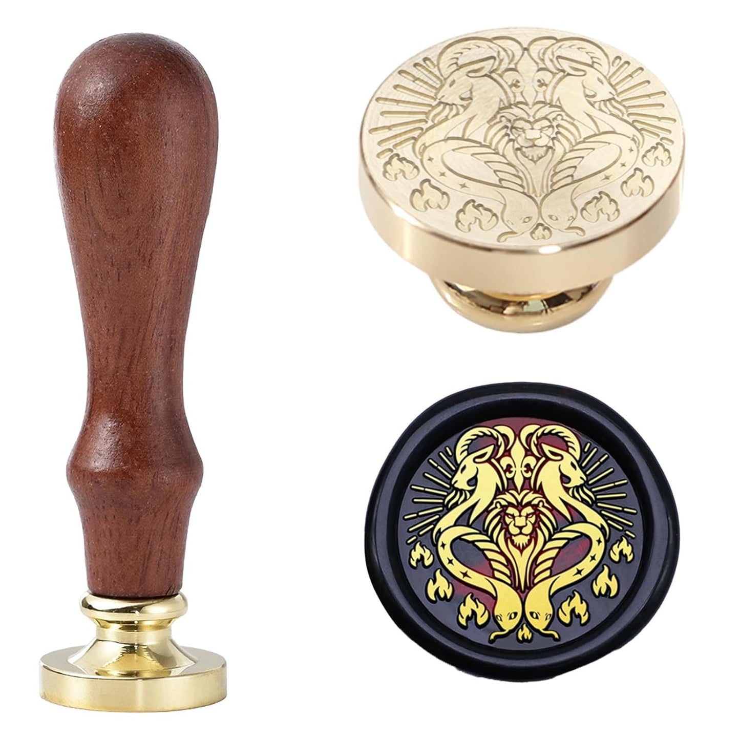 Chimera Wax Seal Stamp - 1.18 inch/30mm Removable Brass Stamp Head,Ancient Greek Legendary Sealed Stamp with Handle for Envelopes Letters Handicraft DIY and Creative Gifts