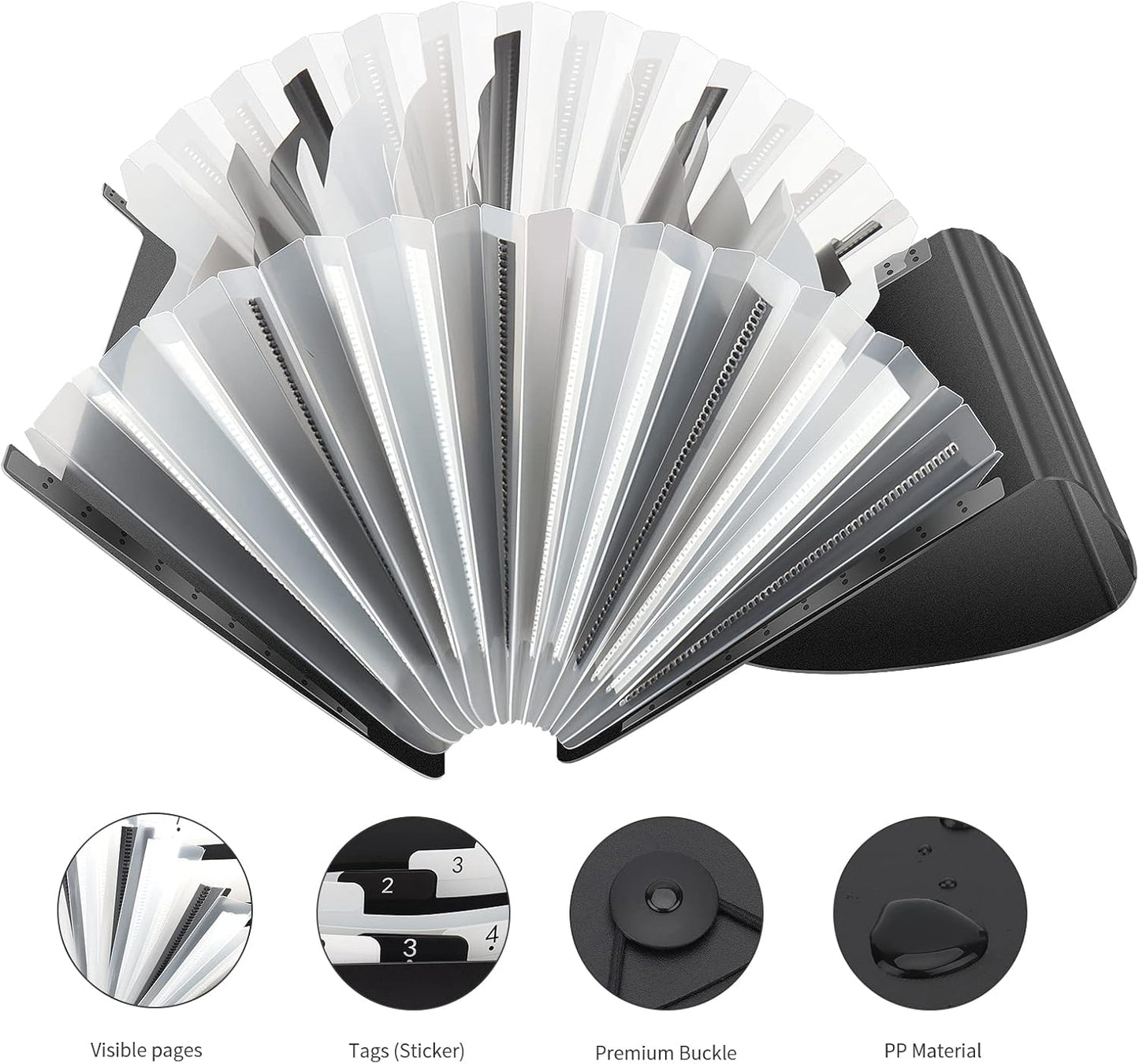 Uquelic Stand Receipt Organizer Folder - 13 Pockets Expanding Coupons Storage/Rainbow Large Capacity Bill Organizer for Desk with Label, Receipt Organizer for Business (2 Pack Piano)