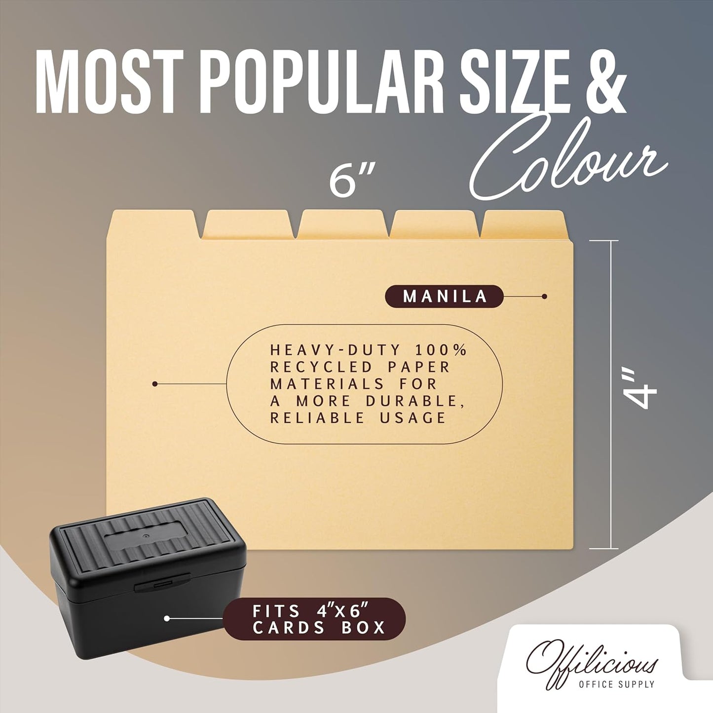 25 Manila Index Card Dividers 4x6 - Index Organizer Dividers with Tabs & 108 Stickers for Recipe, Note, Monthly Index Cards 4x6 & Card Stock