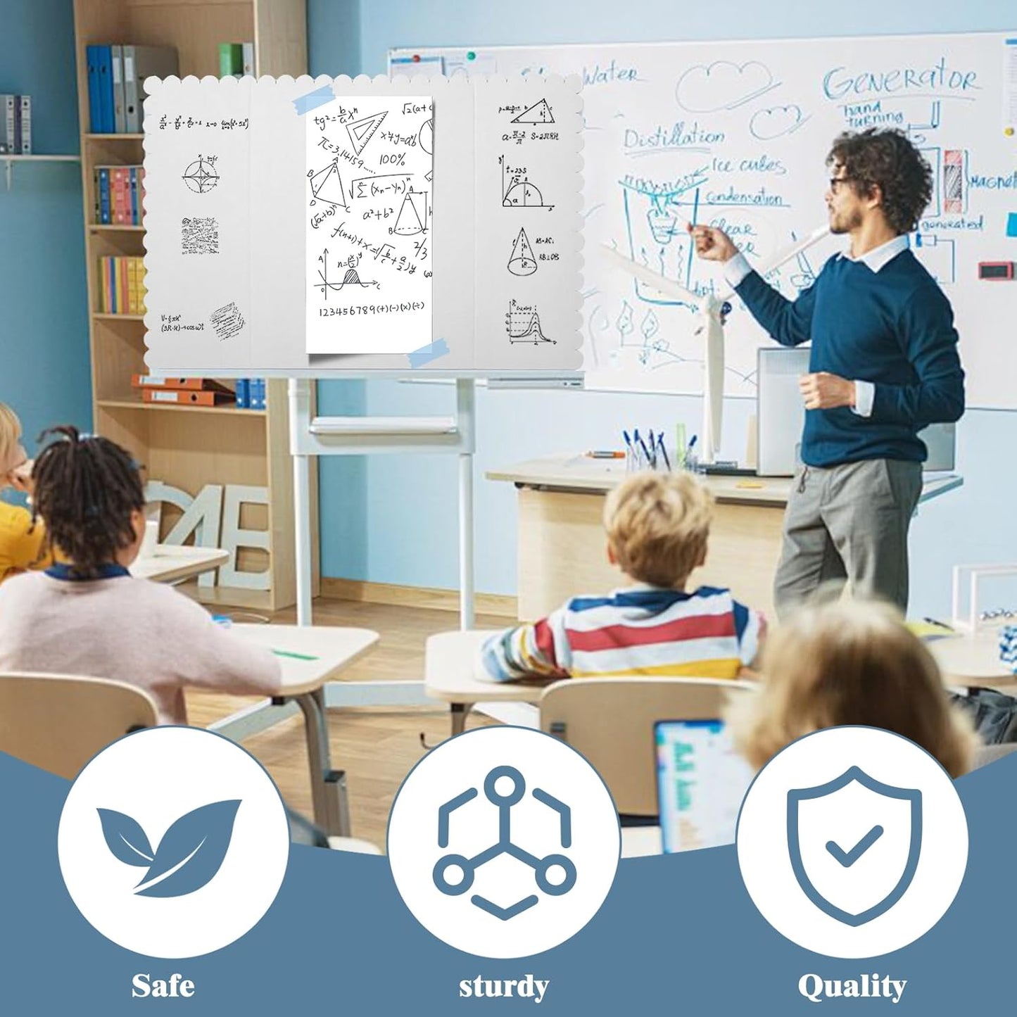 24 Pcs Foldable Presentation Boards,24x36 Inch Tri-Fold Poster Display Boards with A4 Colored Cardboard for Business Exhibits,School Projects and Photo Displays