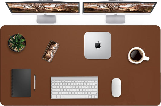 Leather Desk Pad Protector,Mouse Pad,Office Desk Mat, Non-Slip PU Leather Desk Blotter,Large Desk mat,Waterproof Keyboard mat for Office/Home/Decor (Brown,48" x 24")