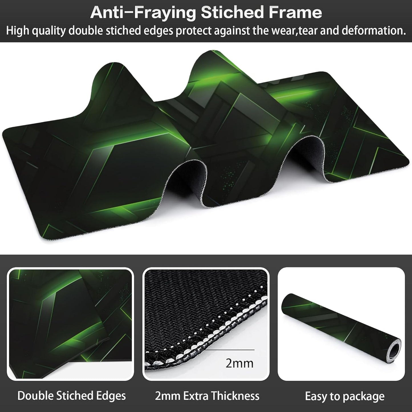 Extended Large Gaming Mouse Pad, Futuristic Techscape Large Desk Mat for Desktop XXL, Non-Slip Rubber Base Stitched Edges Long Computer Keyboard Desk Pad Mouse Mat for Gaming Home Office 35.4"X15.7"