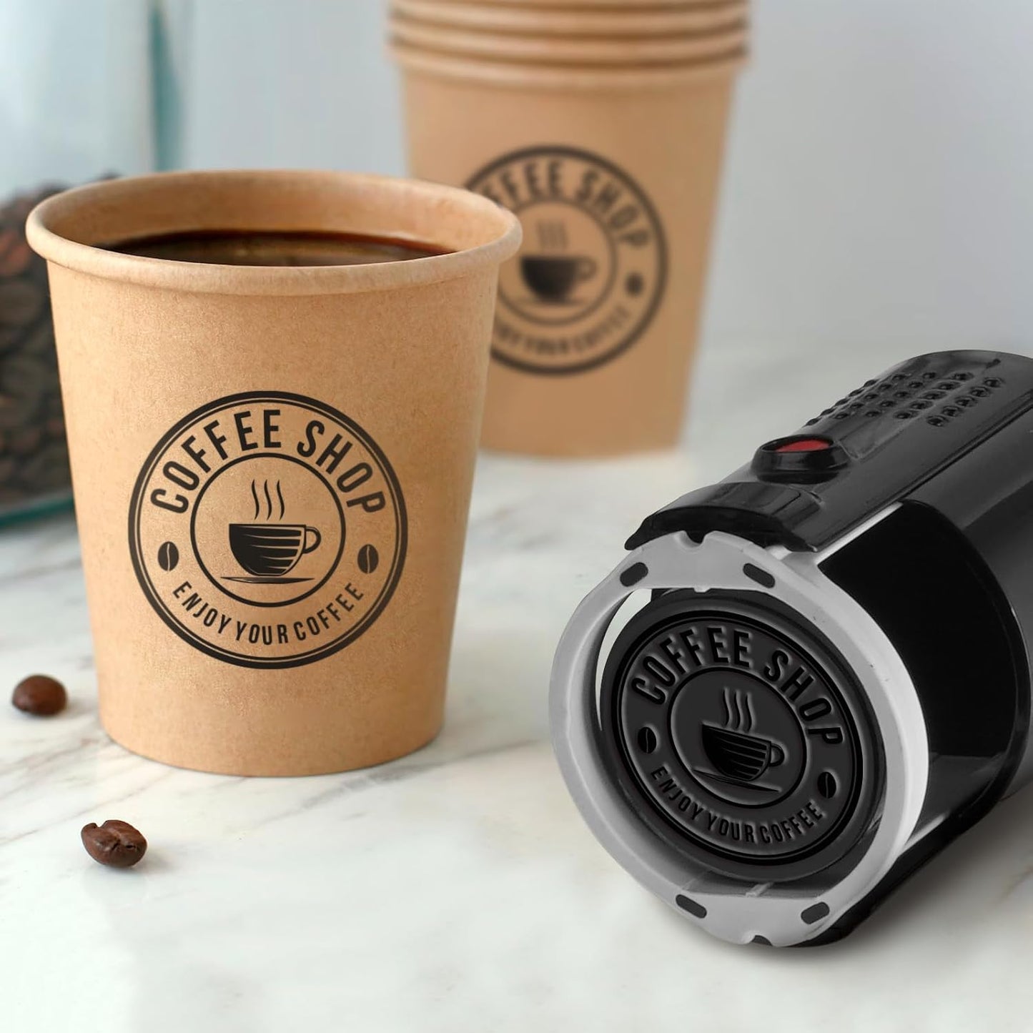 Custom Stamps for Business | Custom Logo Stamp | Personalized Self Inking Stamp Customized Business Logo Text Rubber Stamper, 4 Sizes/5 Color Options (2-inch)