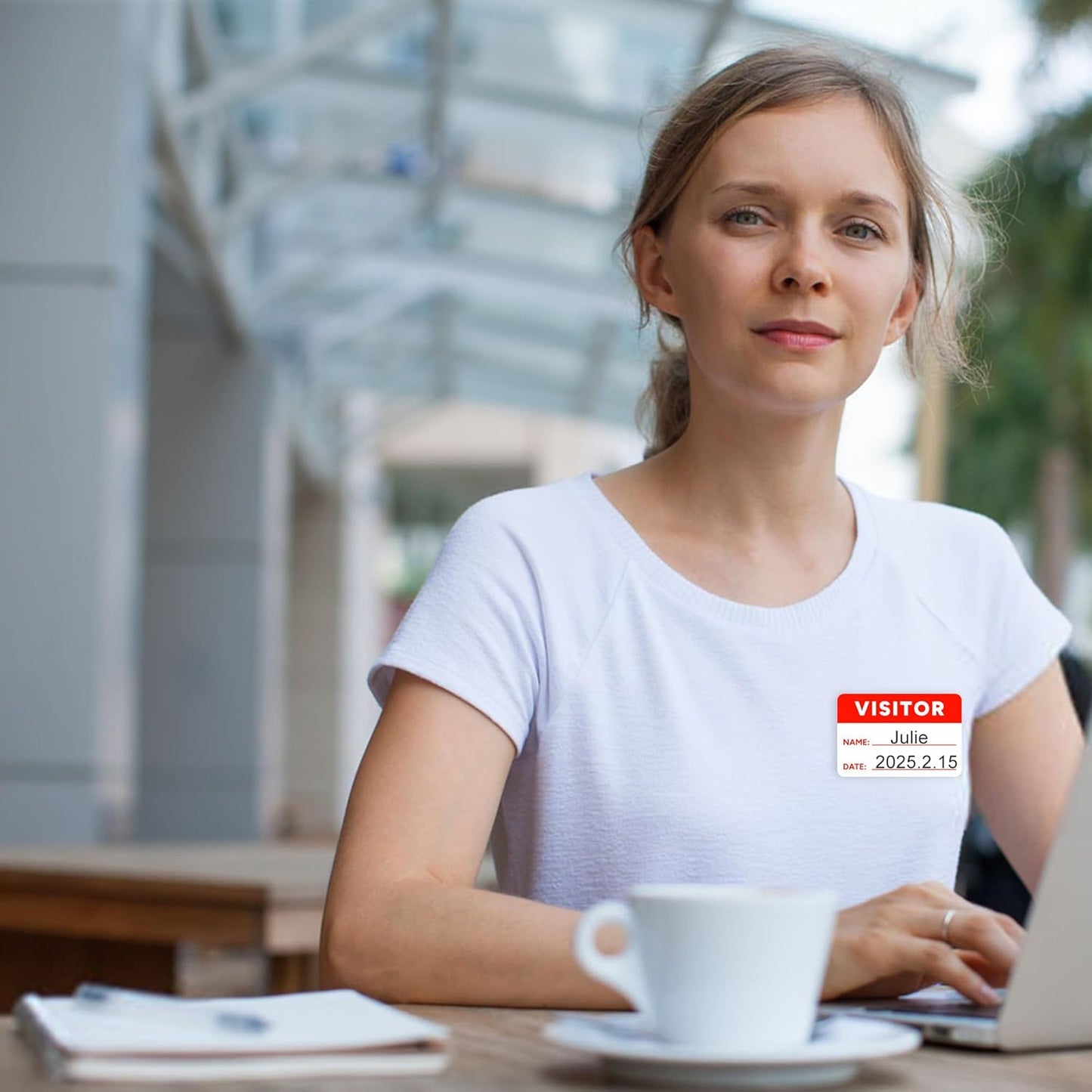 Visitor Pass Stickers – 300 Writable Name Tag Labels, 2 x 3 Inch, Self-Adhesive Identification Badges for Office, School, Events (300Pcs-Fluorescent Red)