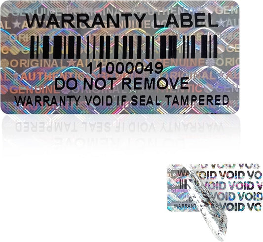 380pcs Tamper Proof Stickers with bar Code Hologram Security Labels Genuine Warranty Seal with Unique Serial Number(1.2 X 0.6 Inch,GQYH)