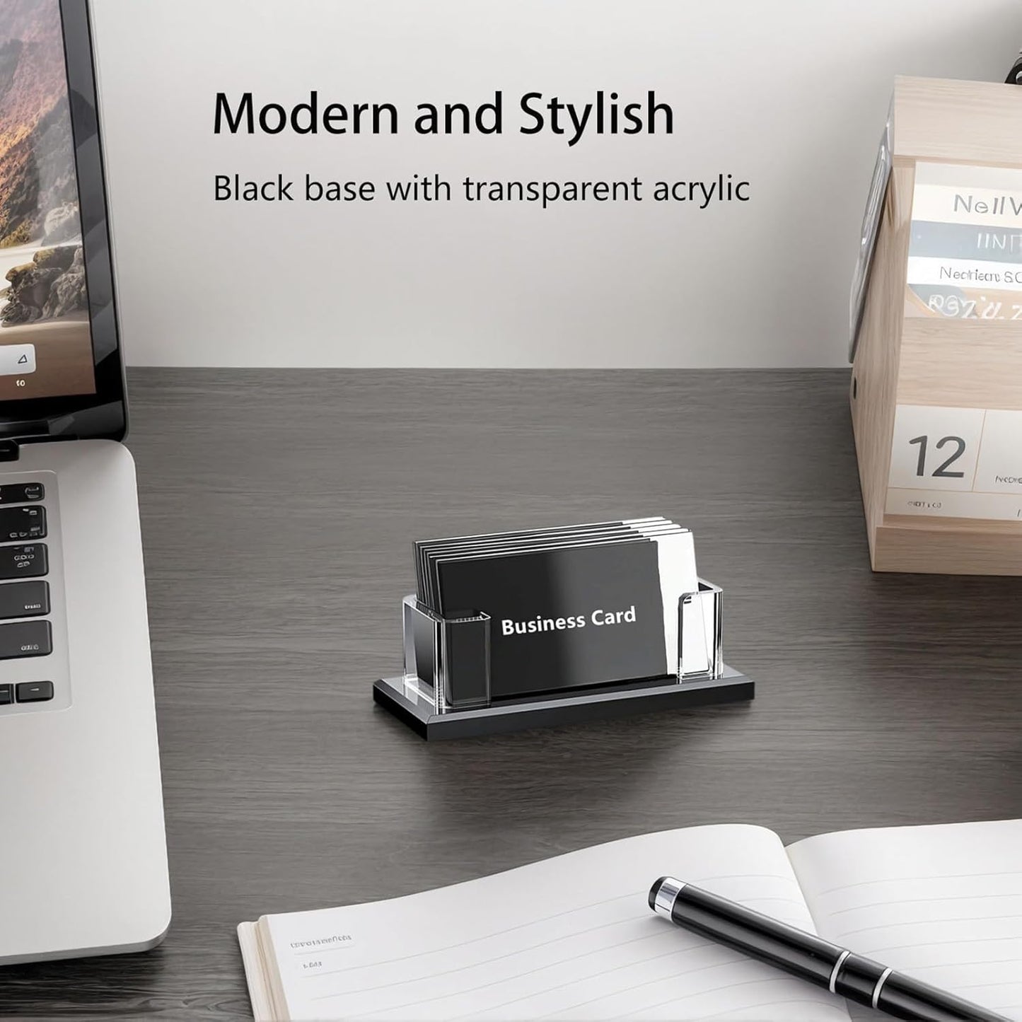 Business Card Holder for Desk,Clear Acrylic Desktop Business Name Card Display Stand Organizers for Office Conference Home Exhibition Restaurant