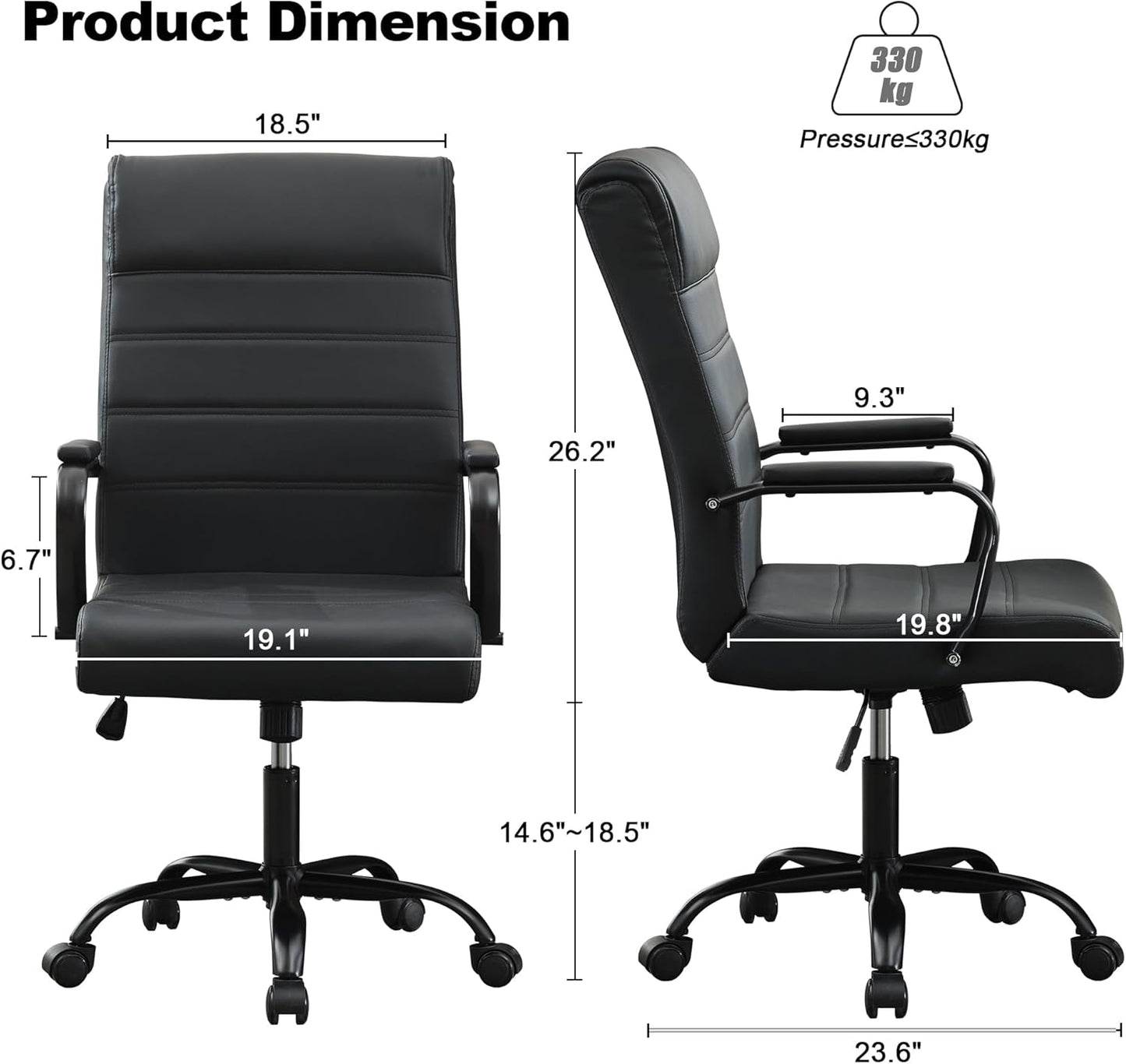 Office Desk Chair,Modern Conference Room Chairs,High Back Ergonomic Home ofiice Chair,Adjustable Height Swivel Executive Computer Chair with Padded Seat and Armrest (Pure Black)