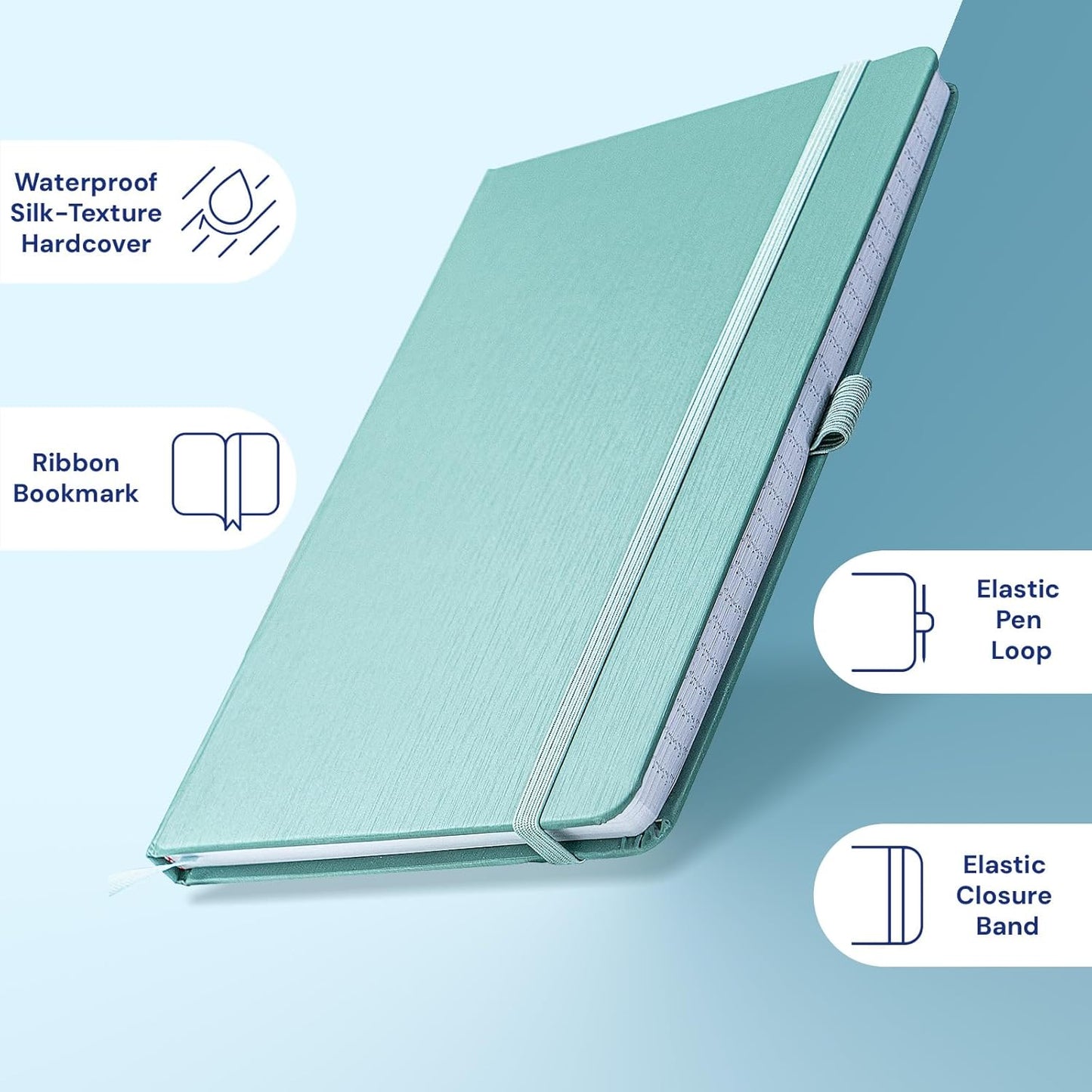 A5 Lined Journal Notebook, 7mm College Ruled Notepad, Journaling for Writing, Work, School, Travel and Note Taking, Hardcover 160 Pages (80 Sheets) 5.79 x 8.3 inches (3 Pack Cornflower Blue)