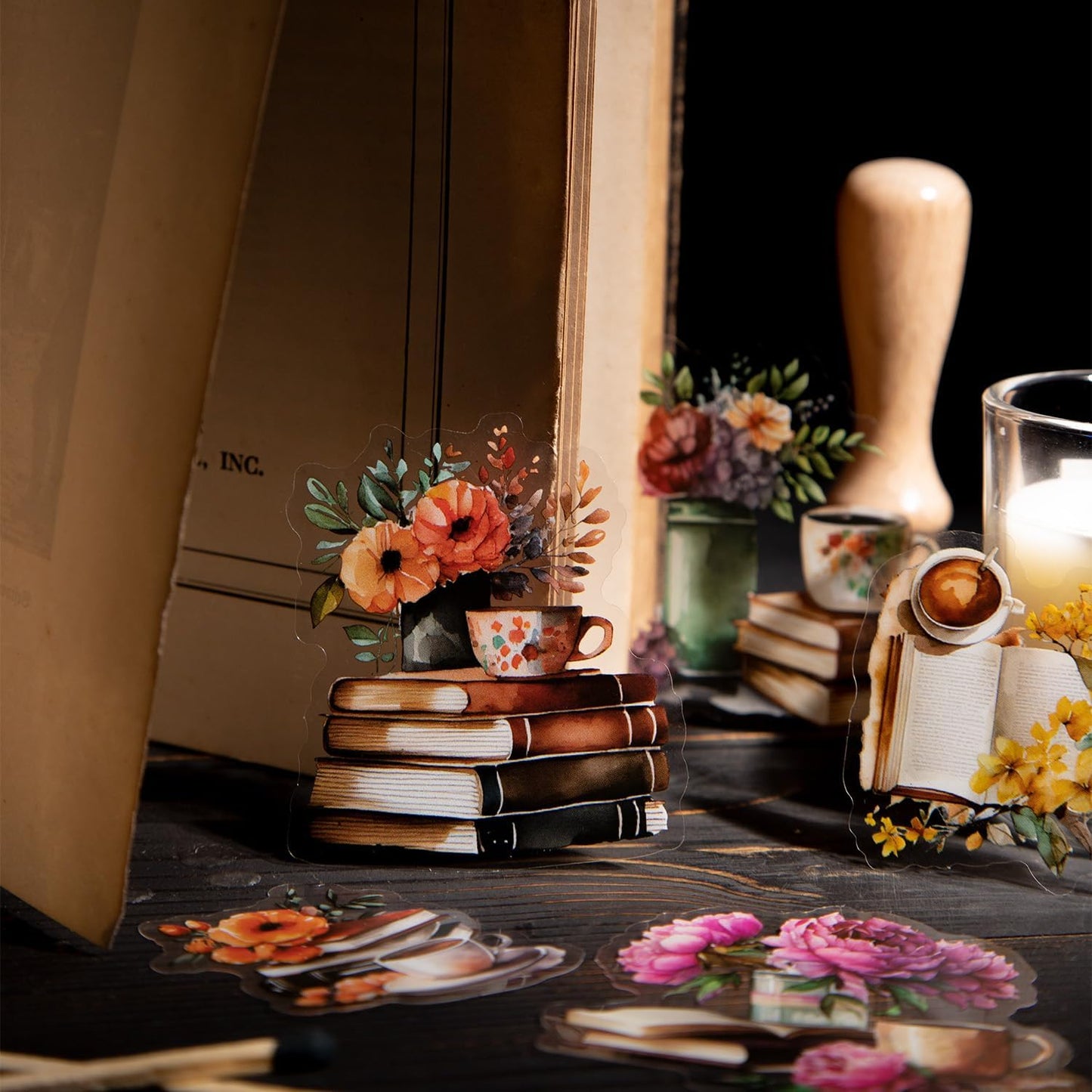 Vintage Book PET Sticker Set, 120PCS Retro Ephemera for Scrapbooking, Journaling, Crafting, DIY Projects, and Art Supplies