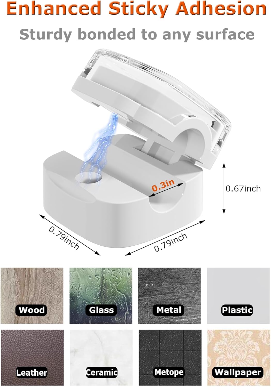 Magnetic Cable Clips, Adjustable Cord Holder Management, Adhesive Wire Keeper Organizer for Home Office Desk Phone PC Car Wall Desktop Nightstand Appliance (9-Pack White Crystal)