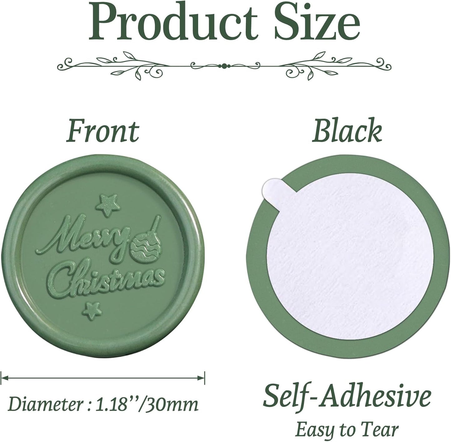 25 Pcs Handmade Wax Seal Stickers, Wedding Invitation Envelope Seal Stickers, Perfect for Invitation, Christmas, Gift Wrapping(Merry Christmas Style, Olive Green Wax)