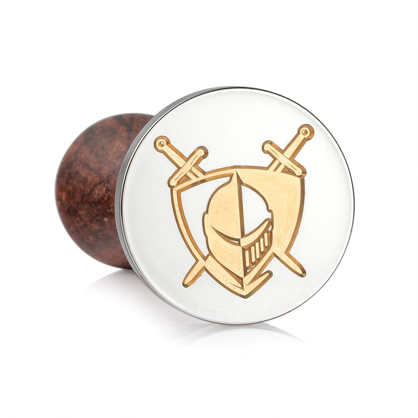 Mceal Wax Seal Stamp,Silver Brass Head with Rosewood Handle, 1.2"(30mm) Dia (Knight Blade and Shield)