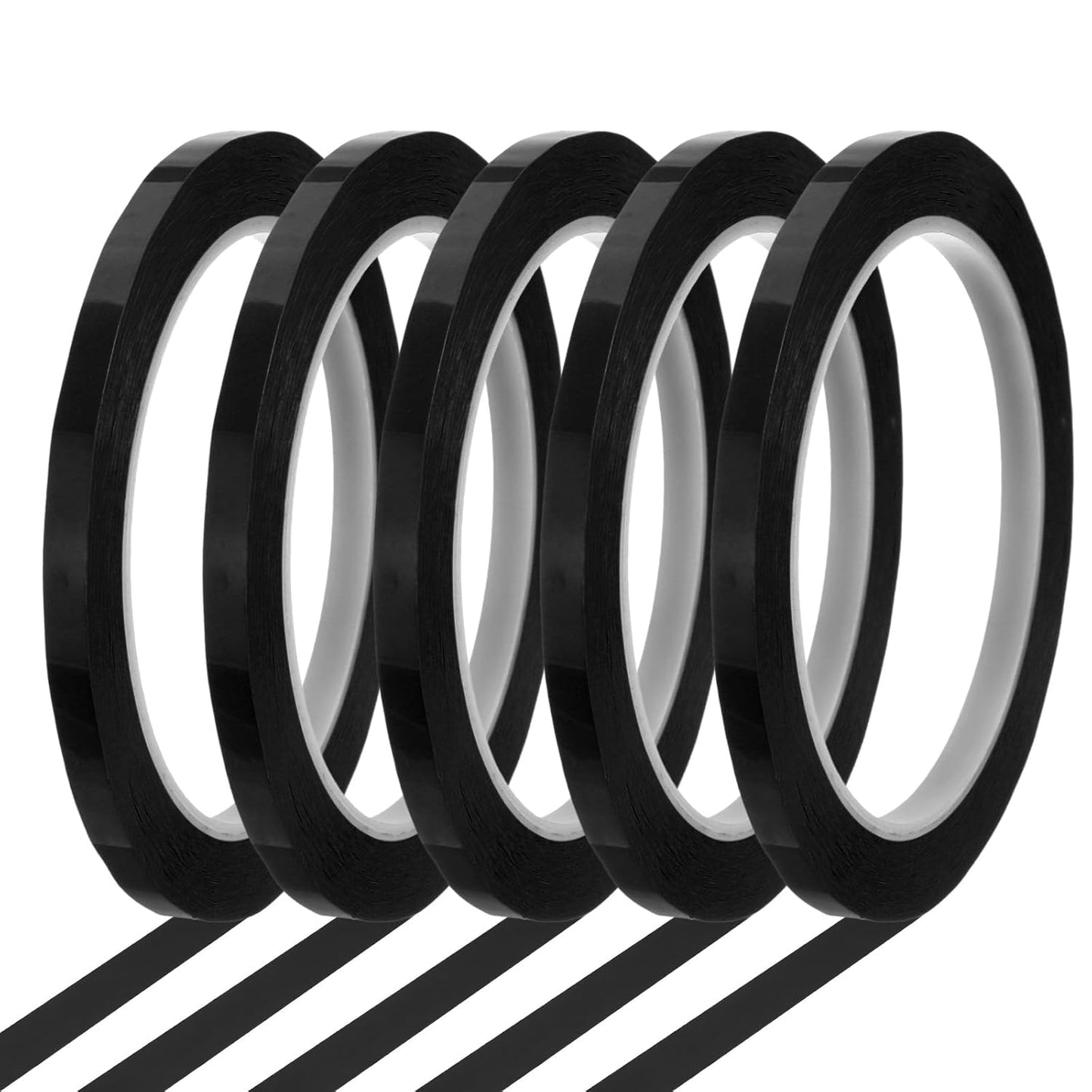 MECCANIXITY Whiteboard Tape 1/4" x 72 Yard Pinstripe Graphic Chart Line Grid Marking Tapes for Classroom Office Dry Erase Board Art, Black, Pack of 5