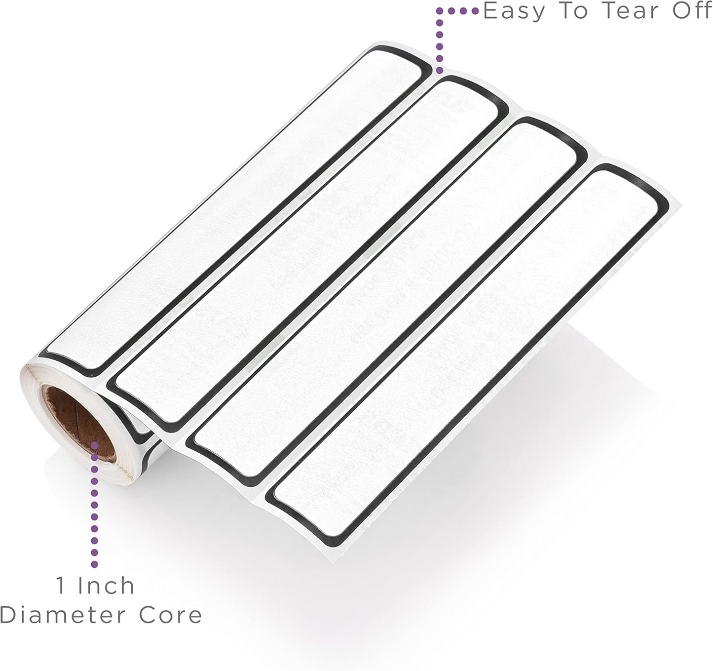 Carstens Adhesive Sticker Labels, 5 3/8” x 1”, Binder Labels for 1” Ring Binder Spines, Roll of 200, White, 4 Pack