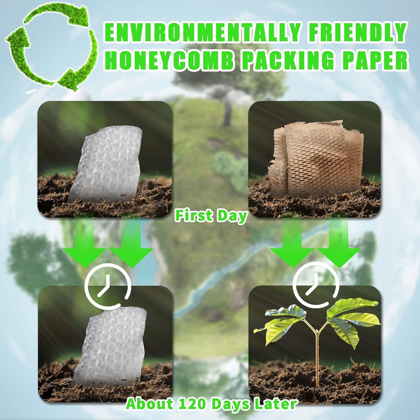 Honeycomb Packing Paper, MINHAO 15"x100' Eco Friendly Packing Paper for Moving Recyclable Honeycomb Paper Moving Supplies Bubble Paper Wrapping Protective Roll, With 36 Fragile Sticker Labels