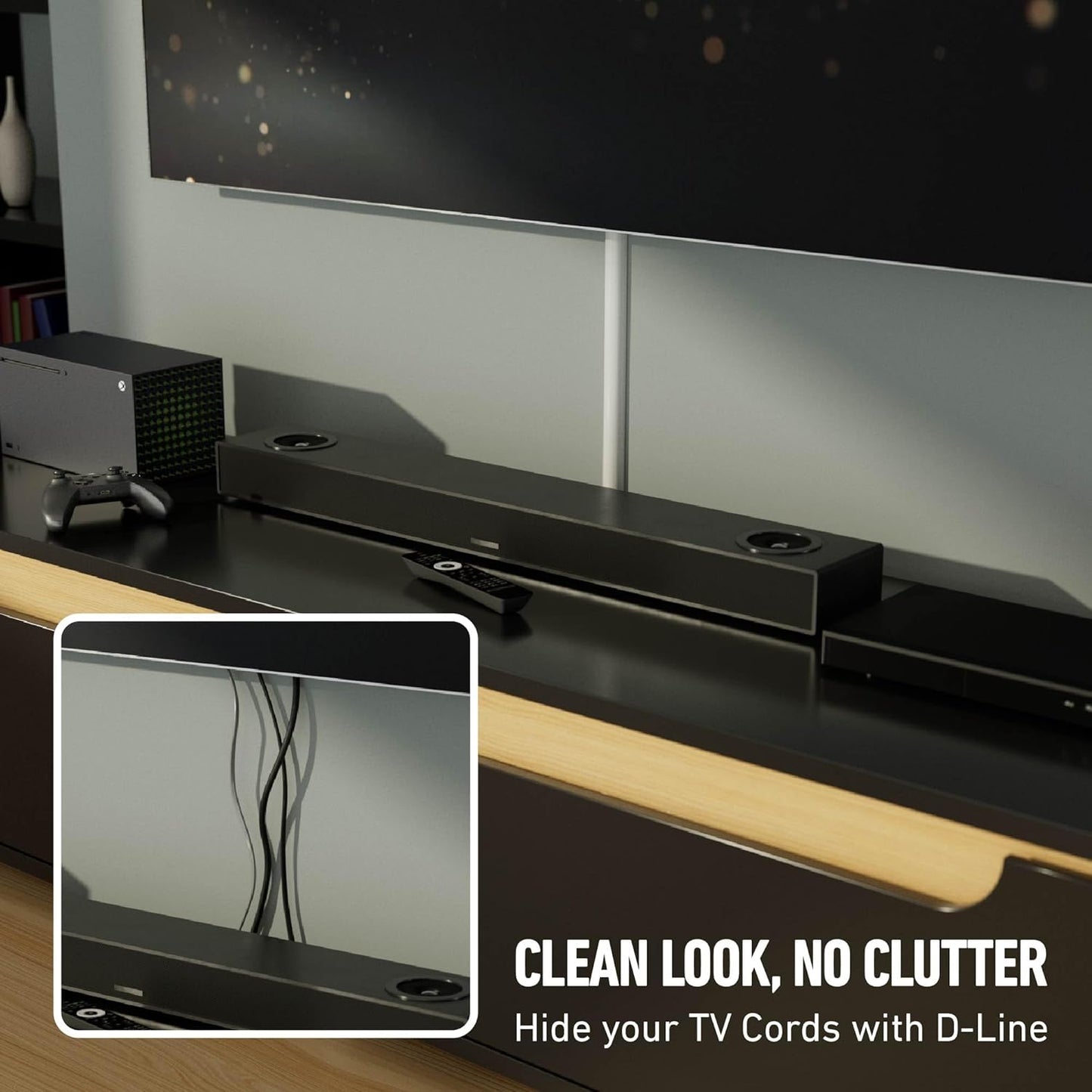 D-Line 13.12ft Cord Hider Kit, Patented Cable Cover, Hide Wires on Wall, Channel for TV Mount Cords, Raceway Wire Hiders, Paintable, Adhesive, Half Round, 4X 1.18in W x 0.59in H x 39in Lengths, White