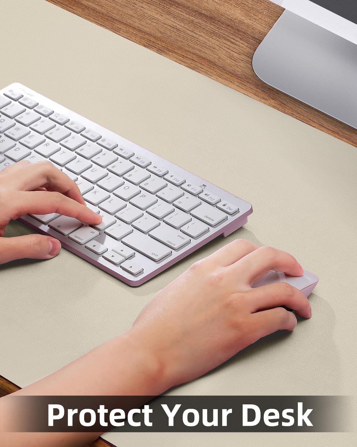 Small Desk Mat,Leather Desk Pad Protector,Desk Mouse pad,Office Desk mat,Laptop Mat for Desk, Non-Slip PU Leather Desk Blotter,Waterproof Desk Writing Pad for Office/Home(31.5"x15.7",Beige)