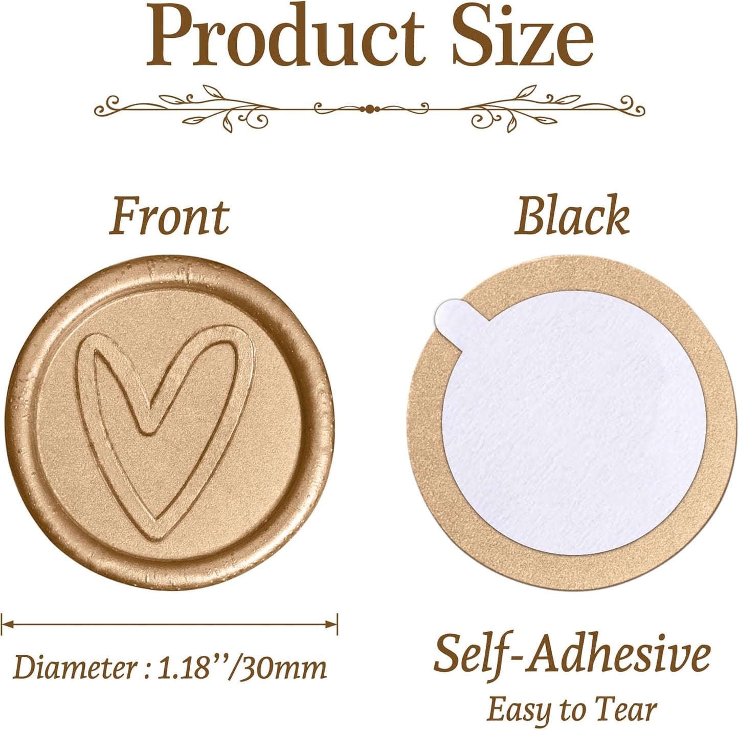 25 Pcs Handmade Wax Seal Stickers, Wedding Invitation Envelope Seal Stickers, Perfect for Invitation, Christmas, Gift Wrapping(Heart Style, Light Gold Wax)