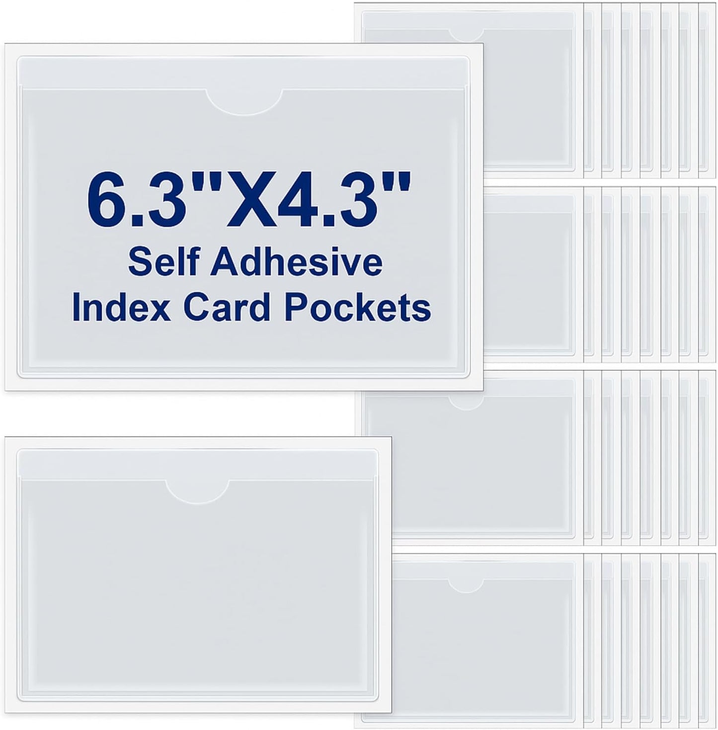 Chinco 30 Pcs Self Adhesive Pockets, Bin Labels for Storage Bins, Clear Pocket Label Sleeves, Plastic Index Card Holder with Top Open for Organizing Bins Box Drawer(6.3 x 4.3 Inches)