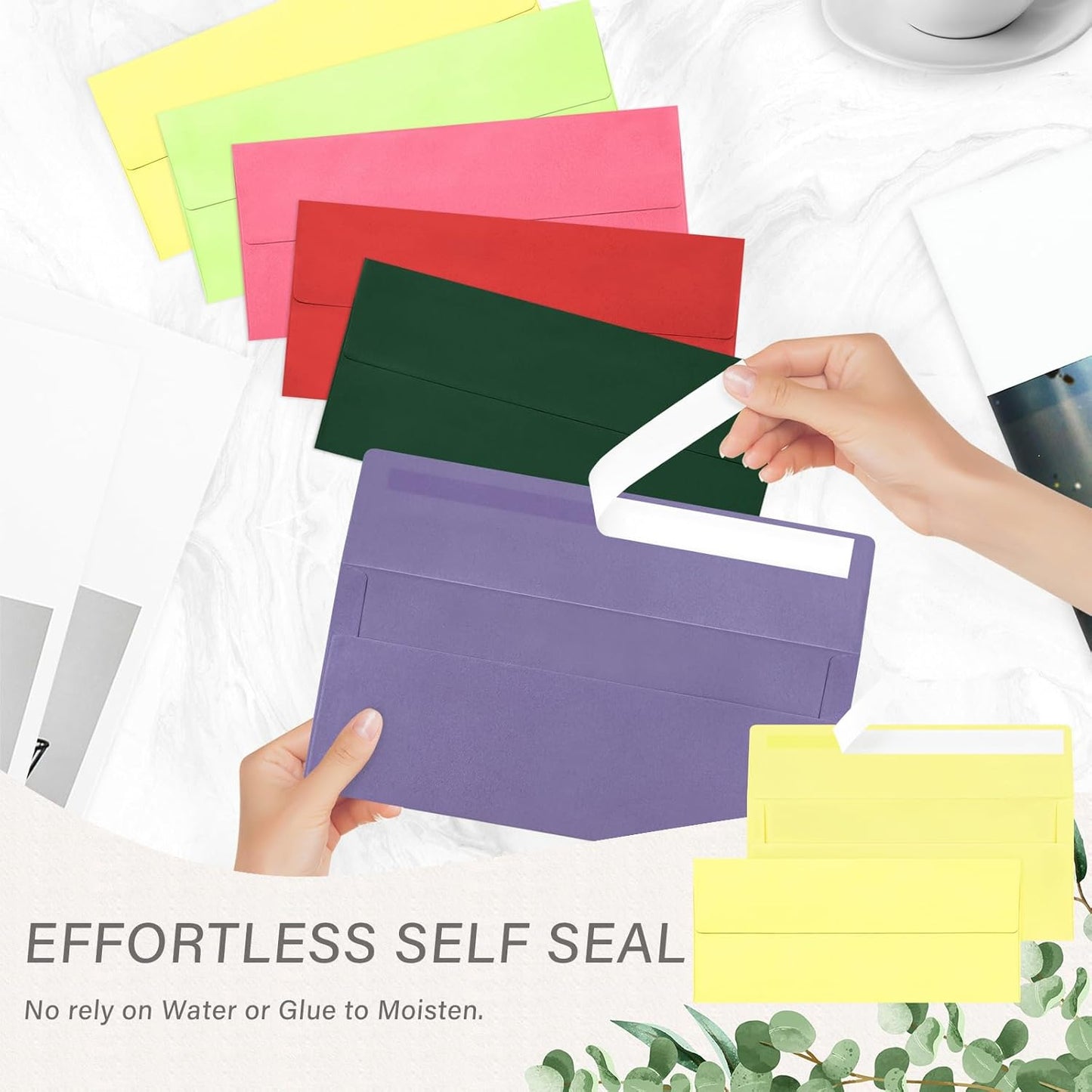 50 Pack #10 Business Envelopes, Self Seal Standard Light Yellow Envelopes for Secure Business & Legal Mailing, Office, Checks, Letter, Invoices, 4 1/8 x 9 1/2 Inches