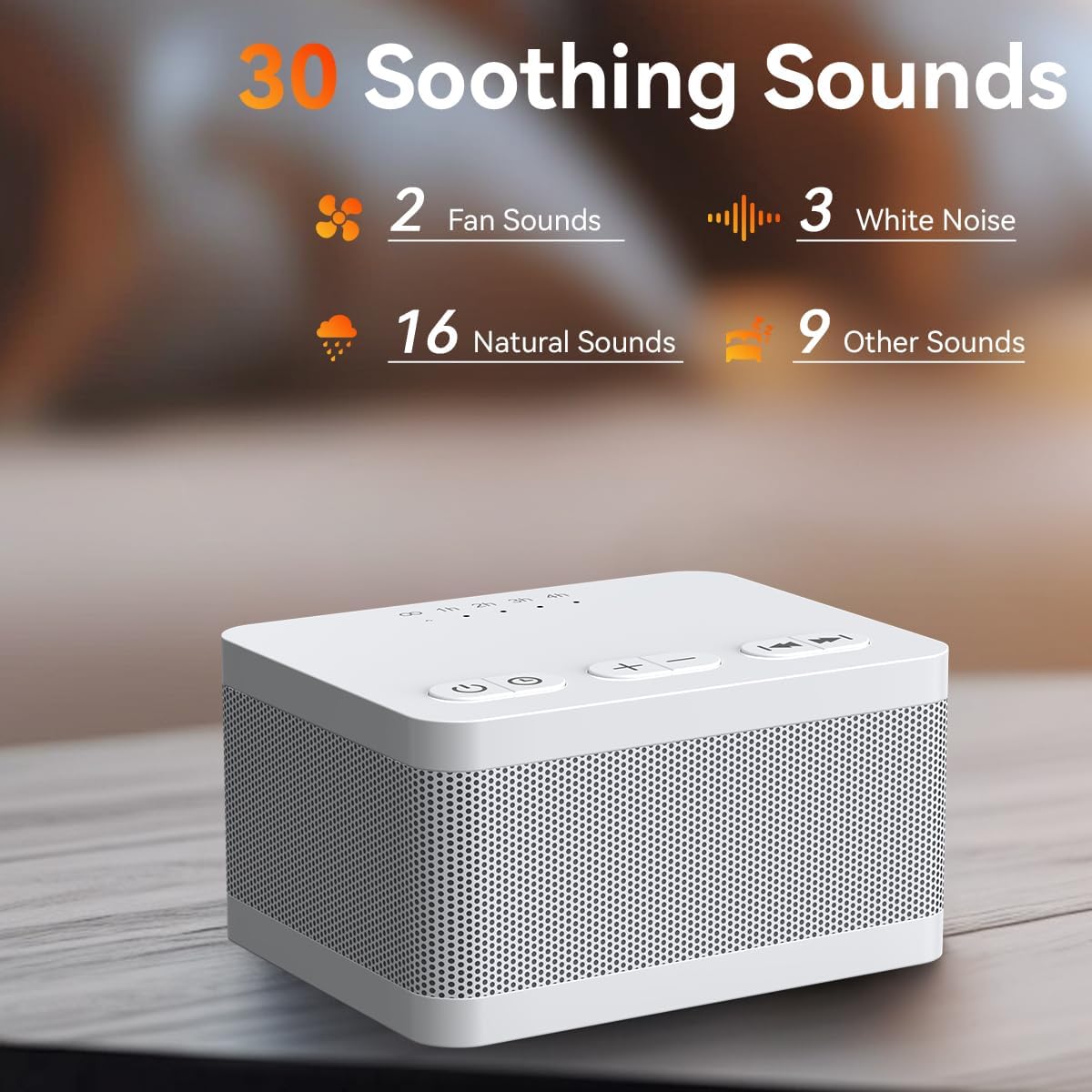 Sound Machine White Noise Machine with 30 Soothing Sounds 36 Levels Volume 5 Timers and Memory Function Effectively Blocks Noise Ideal Sleep Machine for Baby Kids Adults… (White)