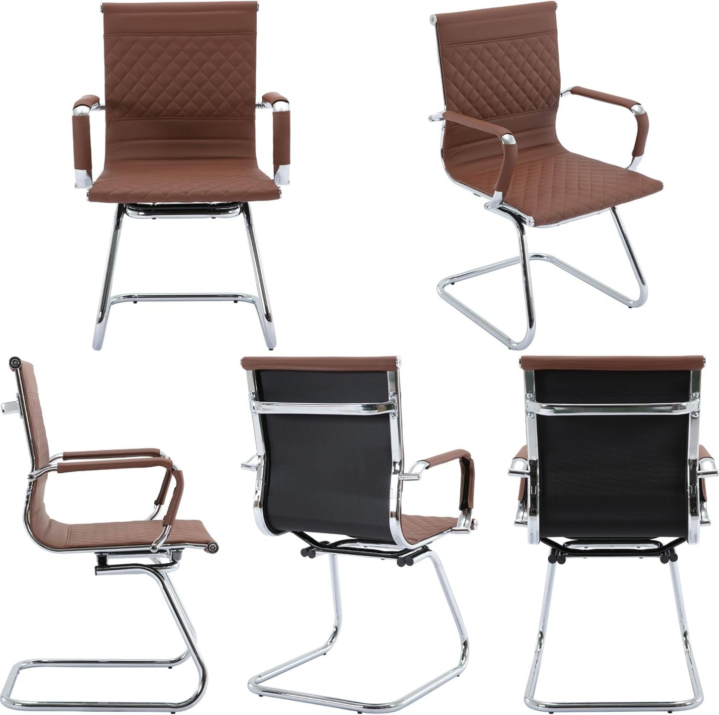 Office Guest Chairs - Reception & Waiting Room Set of 8 with Mid Back, Modern PU Leather Desk Chairs