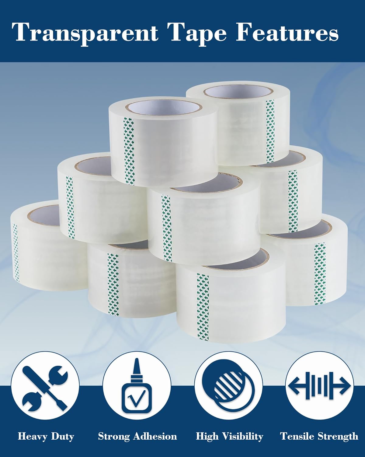 Lichamp Heavy Duty Packing Tape 12 Rolls, Wide Packaging Tape, 3 in. x 90 Yd., 3 Mil Thick, Clear, Commercial Grade Carton Packaging Tape Refills, Shipping, Mailing, Moving Supplies & Storage