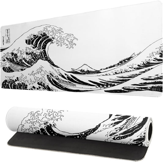 Mousepad 31.5 x 11.8 inches, Large Gaming Mouse Mat with Non-Slip Base, Extended Anime Mouse pad, Full Keyboard Mat with Stitched Edges for Gaming and Office (Grey)