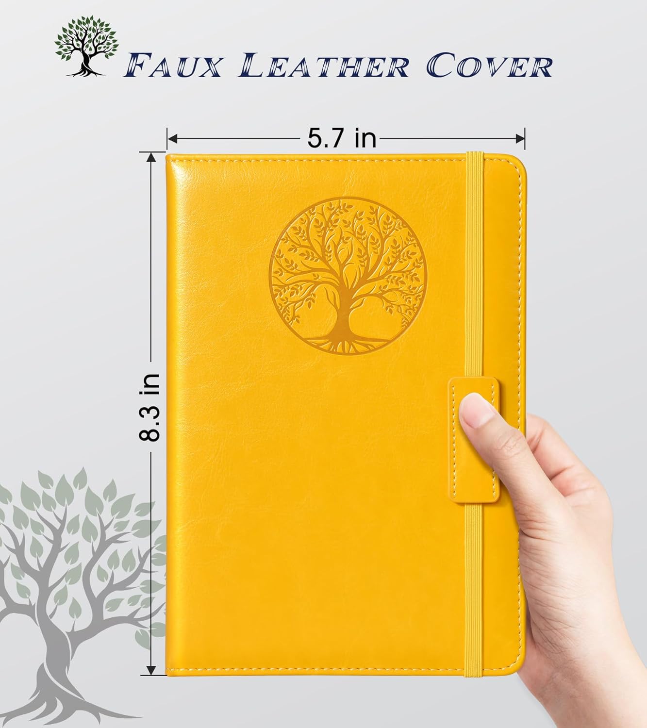 Lined Journal Notebook for Women Men,256 Pages A5 Hardcover Leather Journals for Writing,Travel,Business,Work & School,College Ruled Notebooks for Note Taking,Diary Notepad 5.7"×8.3" yellow