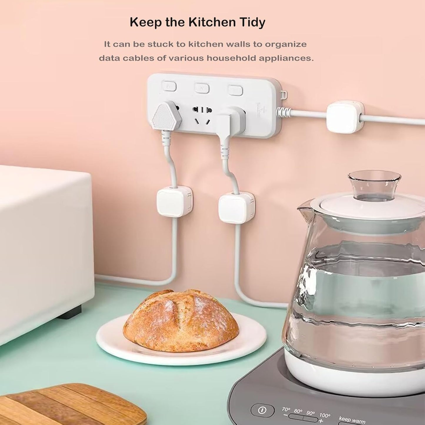 10 Pack Cord Organizer, Magnetic Cord Holder, Cable Clips for Desk, Adhesive Cable Management Wire Keeper for Nightstand, Home, Office, Desktop, Car, Wall (White)