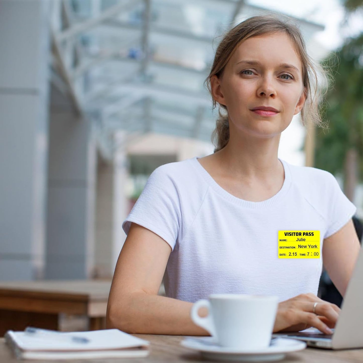 Visitor Pass Stickers – 300 Writable Name Tag Labels, 2 x 3 Inch, Self-Adhesive Identification Badges for Office, School, Events (300Pcs-Fluorescent Yellow)