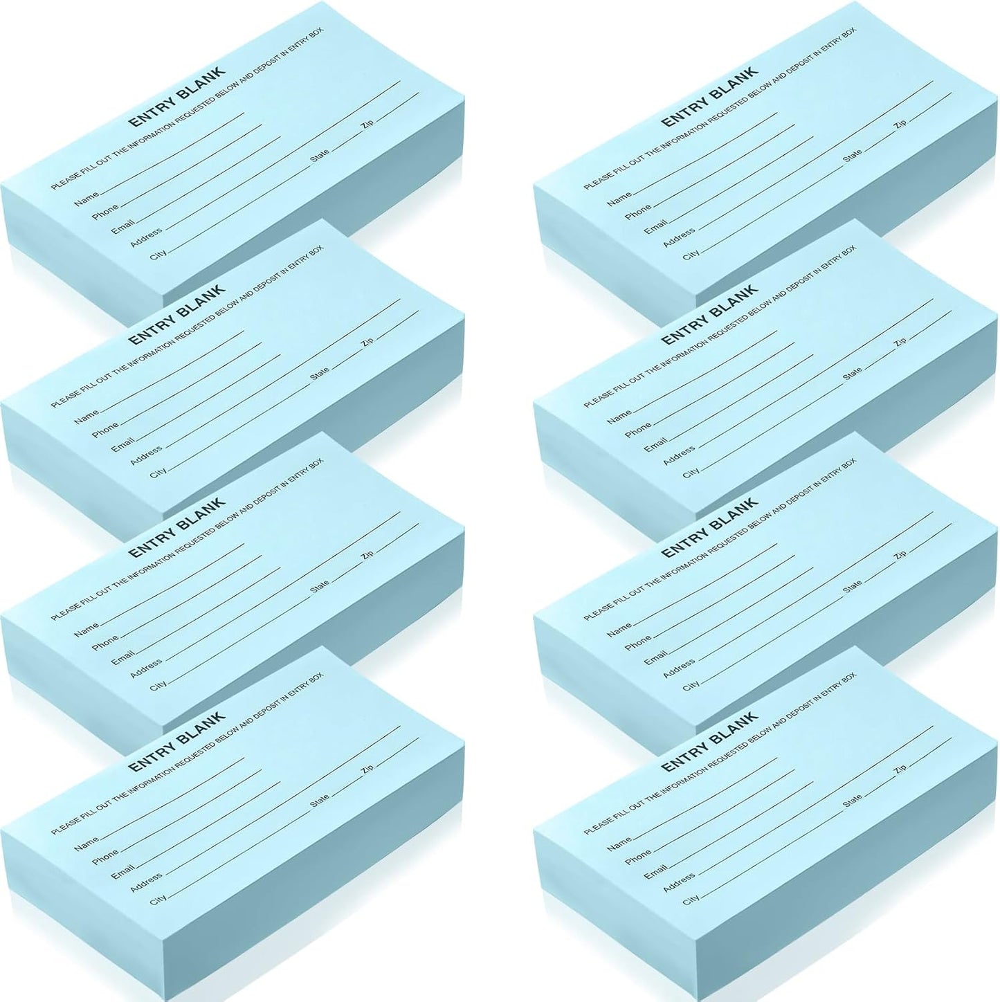 Kosiz 2000 Raffle Ticket Sheet 8 Pad 5.24" x 2.76" Enter to Win Blank Entry Form for Contest Collect Name Phone Number Email Address for School Event Ballot Network Marketing(Light Blue)
