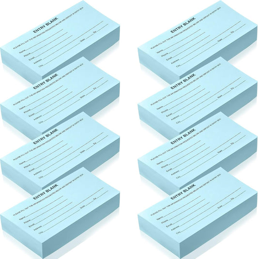 Kosiz 2000 Raffle Ticket Sheet 8 Pad 5.24" x 2.76" Enter to Win Blank Entry Form for Contest Collect Name Phone Number Email Address for School Event Ballot Network Marketing(Light Blue)