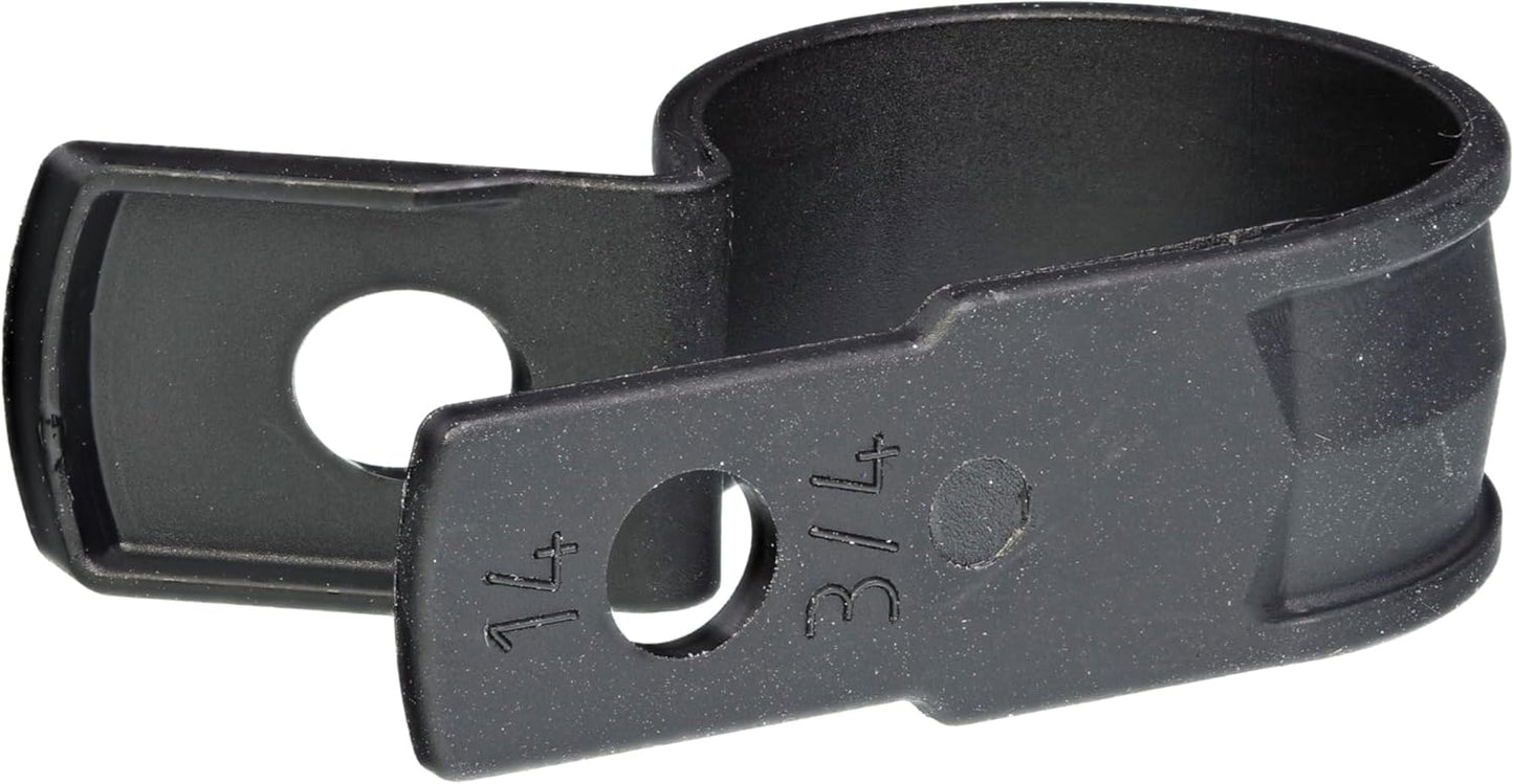 Secure 3/4 Inch Premium R Type UV Black Nylon Screw Mount Cable Clamp for Wire Management - 100 Pack
