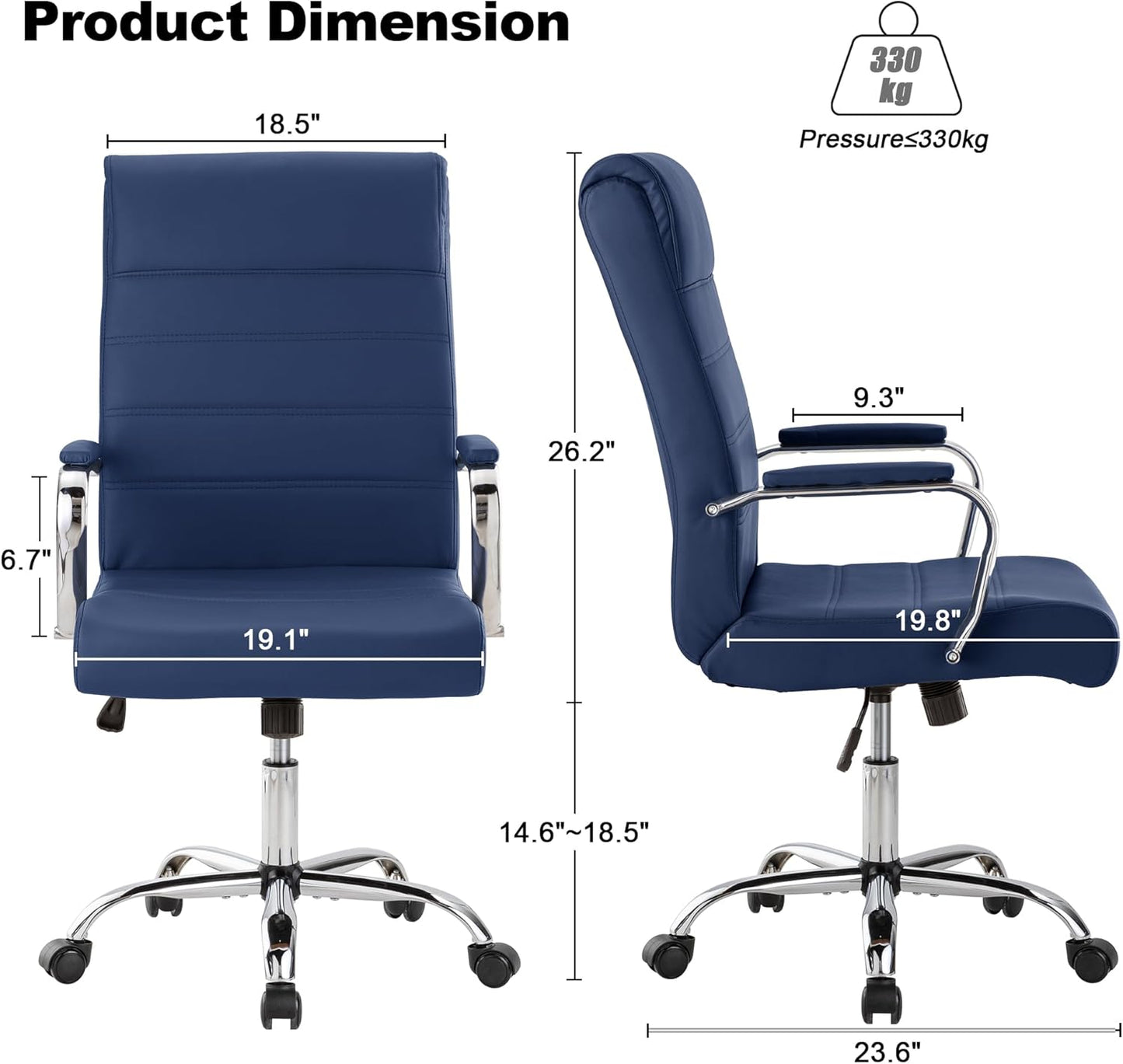 Modern Office Desk Chair, Conference Room Chairs, High Back Ergonomic Home ofiice Chair, Adjustable Height Swivel Executive Computer Chair with Padded Seat and Armrest (Blue)
