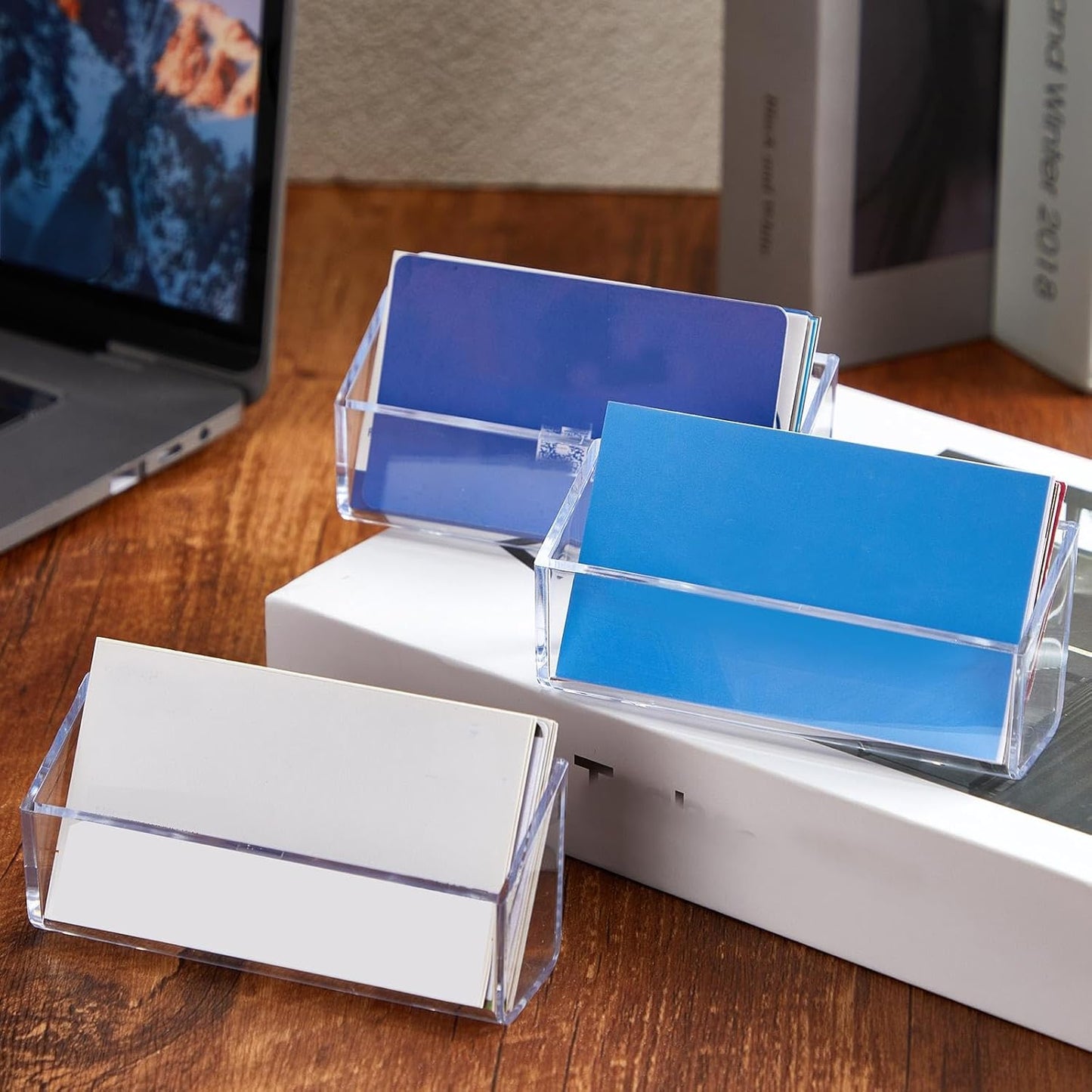 Thenshop 64 Pack Business Card Holder Desktop Business Card Stand Acrylic Holder Stand Clear Postcard Display for Home Office Desk Table(Hanging Style)
