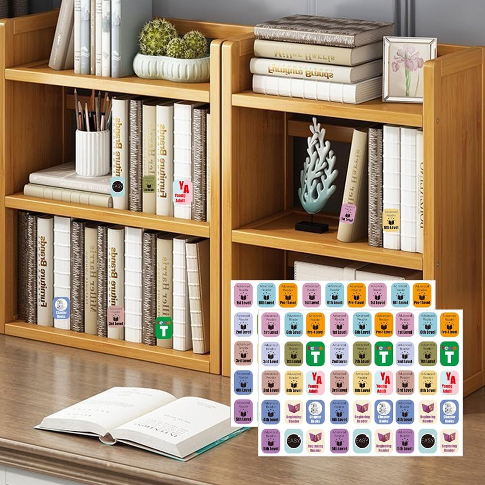 Library Genre Book Spine Labels | 450pcs Classroom Classification Stickers for Advanced Reader Level