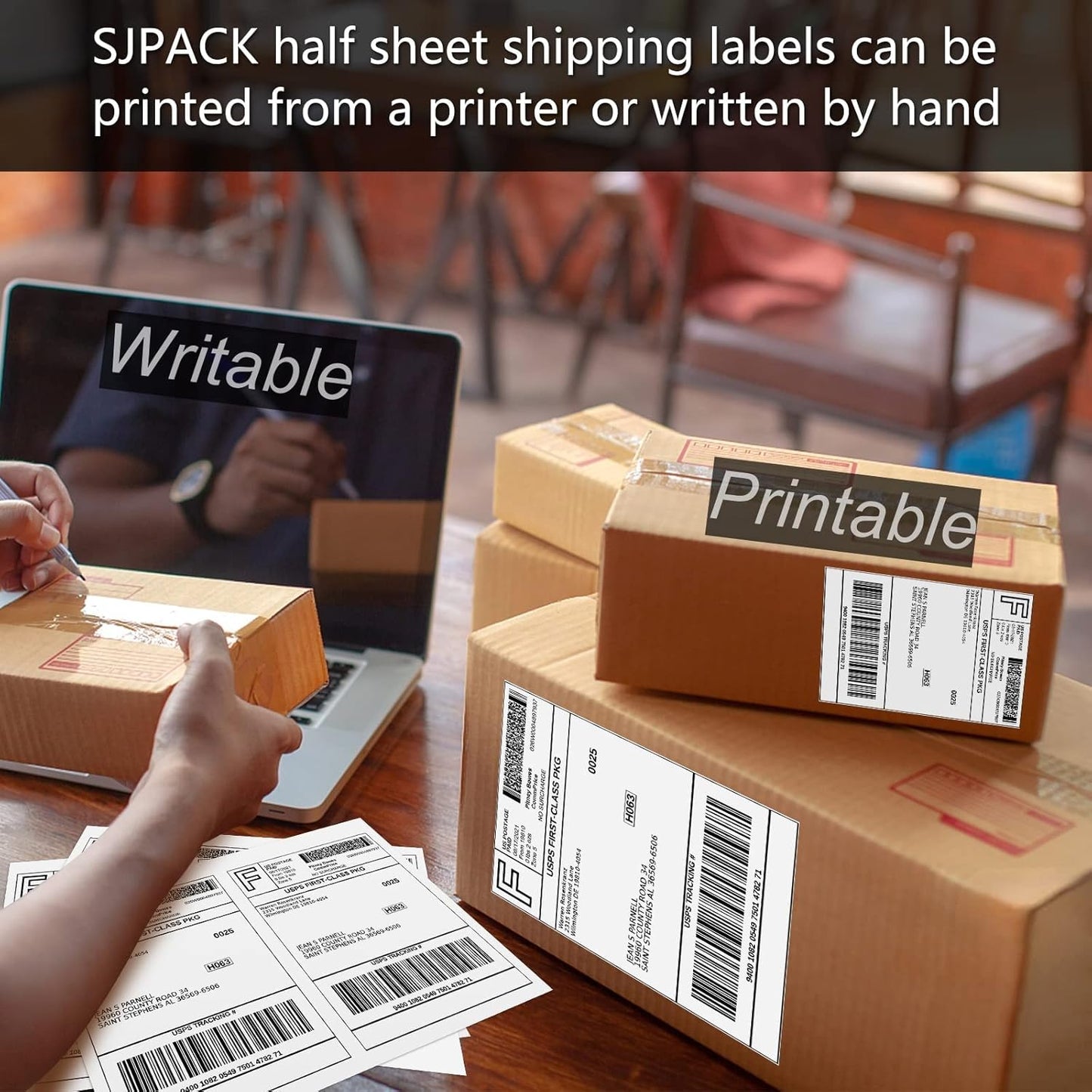 Half Page Self Adhesive Shipping Labels, 8.5" x 5.5" Shipping Labels Compatible Laser & Inkjet Printer 2 Label Per Sheet (250 sheets-500 Label)
