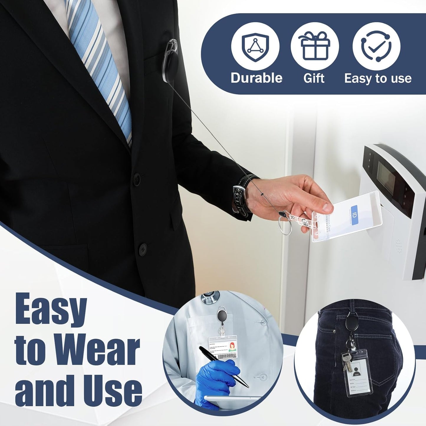 Honoson Heavy Duty Retractable Badge Reels Batch ID Badge Holder Retractable Clip Bulk Key Holder with Ring for Office Worker Employee, Doctor Nurse Gifts(Black,210 Pcs)